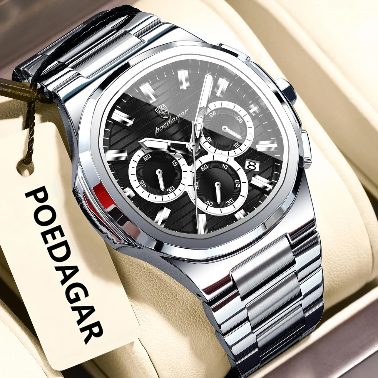 POEDAGAR Business Man Wristwatch