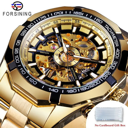 Forsining 2021 Stainless Steel Waterproof Mens Skeleton Watch