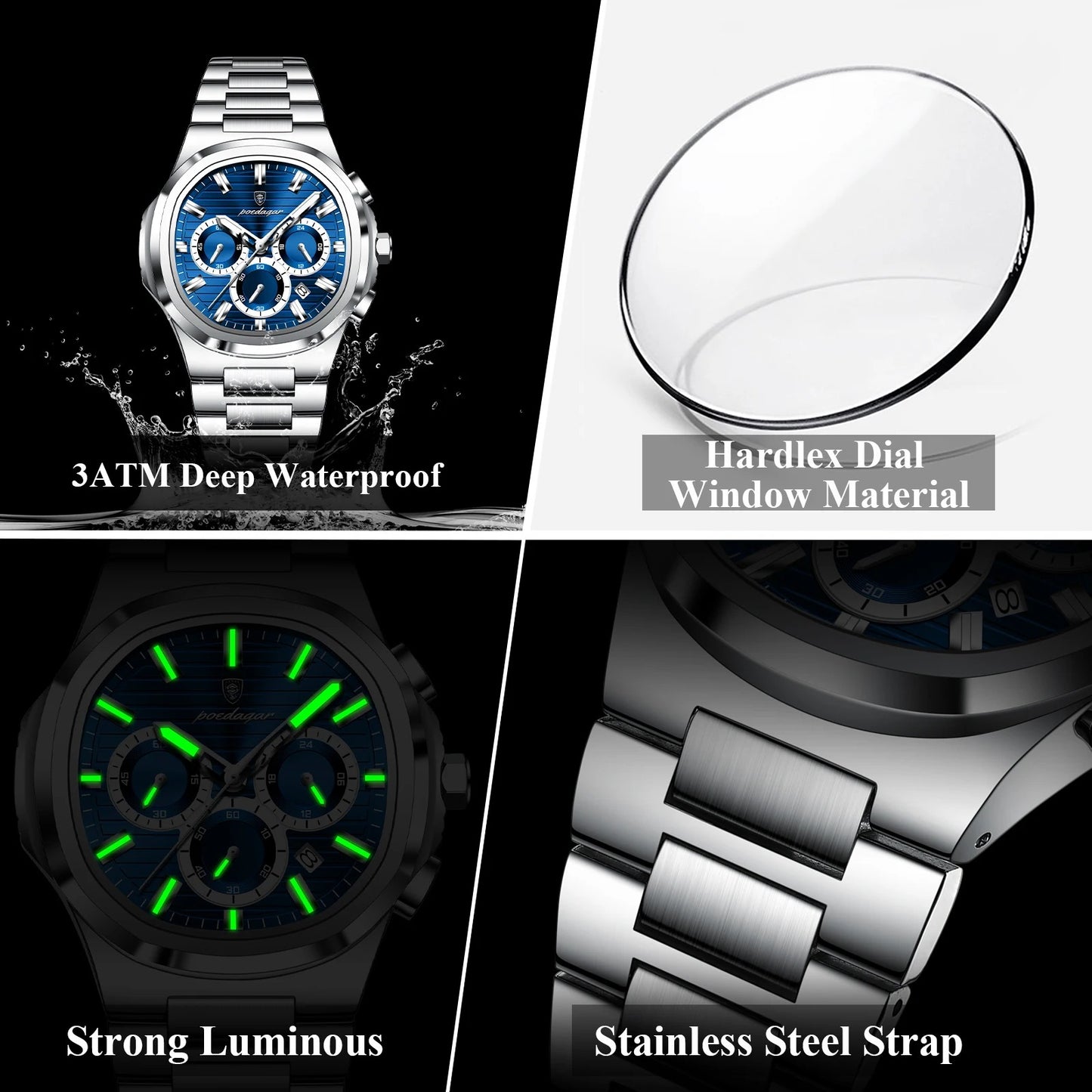 POEDAGAR Business Man Wristwatch