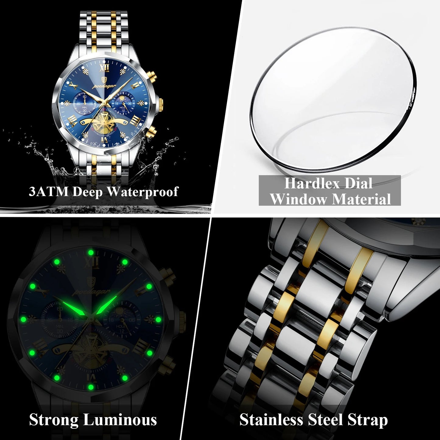 POEDAGAR Luxury Men Watch