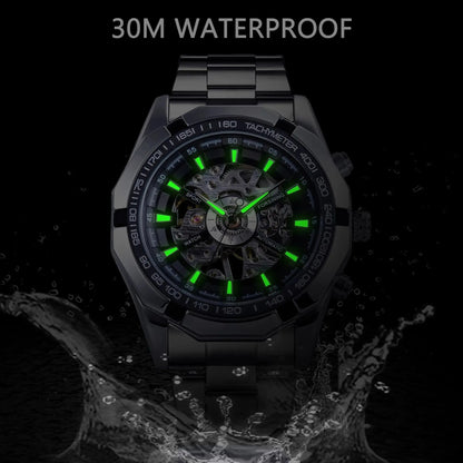 Forsining 2021 Stainless Steel Waterproof Mens Skeleton Watch