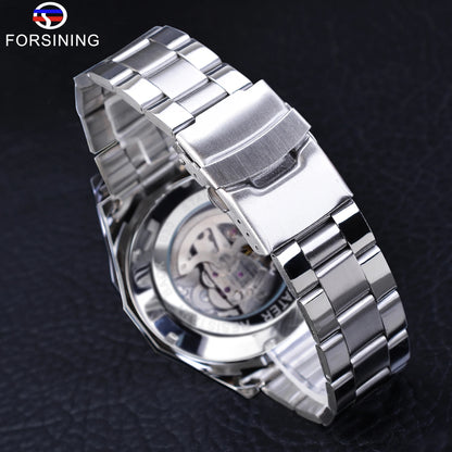 Forsining 2021 Stainless Steel Waterproof Mens Skeleton Watch